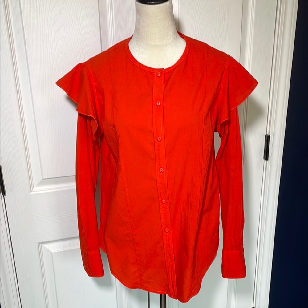 NWT Current/Elliot The Ashley Shirt Button Front Reddish Orange Size Small